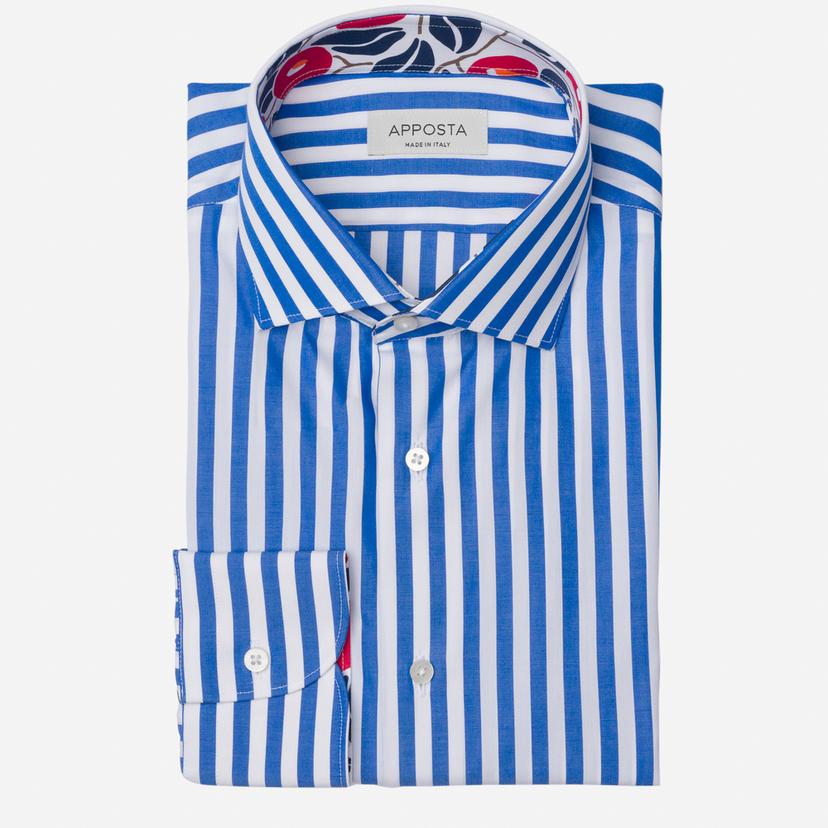 Shirt  striped  light blue cotton plain, collar style  semi-spread collar - Product image
