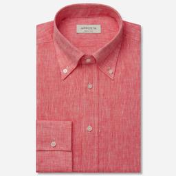 Shirt  solid  red linen plain normandy linen, collar style  button-down collar - Product thumbnail image 1 showing different views and angles
