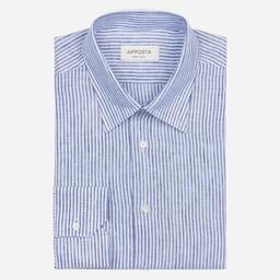 Shirt  striped  light blue linen plain, collar style  lower spread collar - Product thumbnail image 1 showing different views and angles