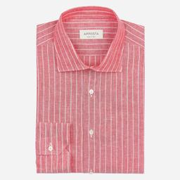 Shirt  striped  red linen plain, collar style  semi-spread collar - Product thumbnail image 1 showing different views and angles