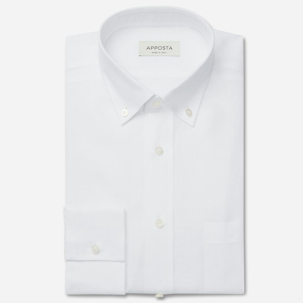 Shirt  solid  white linen poplin, collar style  small button-down collar - Apposta Clothing product