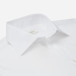 Shirt  solid  white easy-iron cotton poplin, collar style  semi-spread collar - Product thumbnail image 2 showing different views and angles