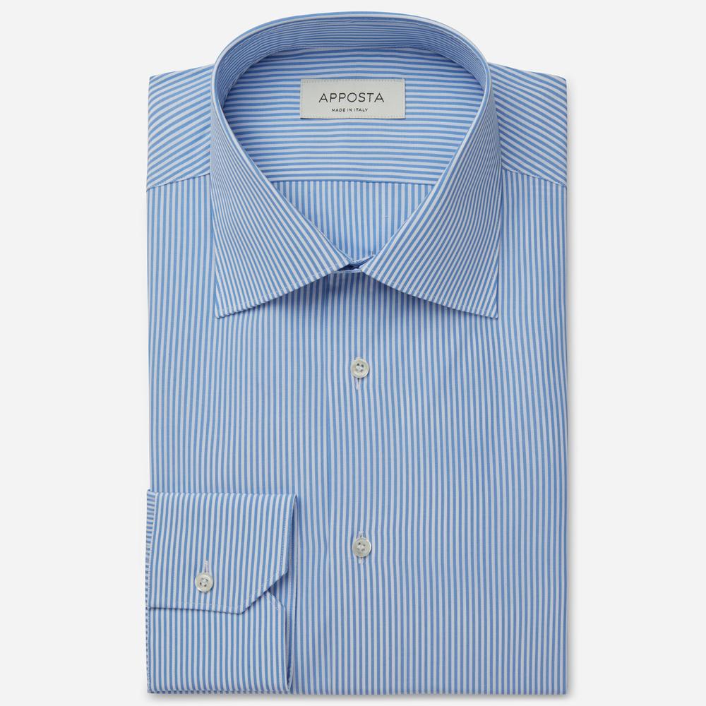 Shirt  striped  light blue cotton poplin, collar style  formal straight point collar - Apposta Clothing product