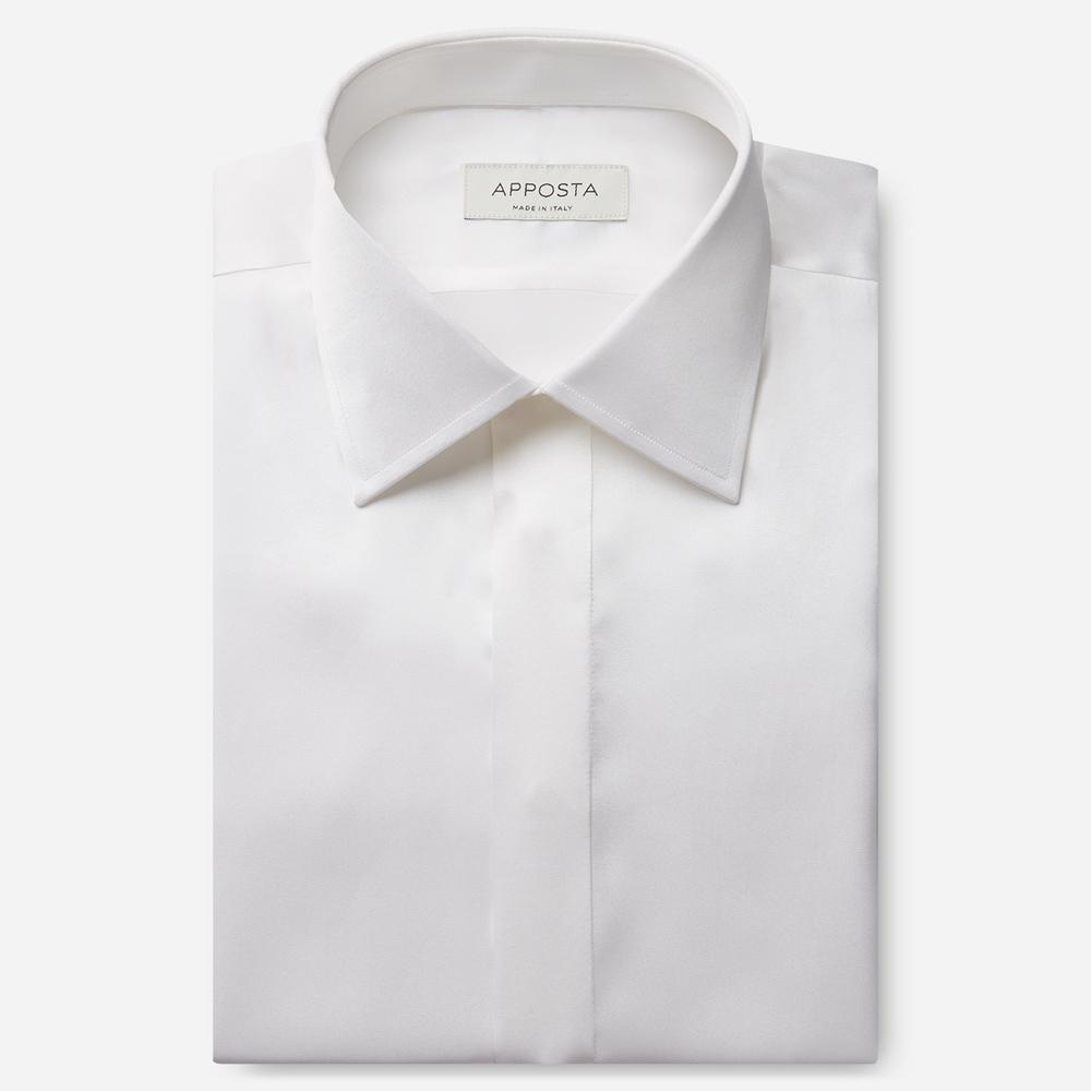 Shirt  solid  white silk poplin, collar style  semi-spread collar - Apposta Clothing product