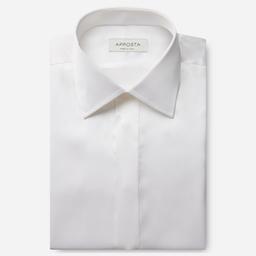 Shirt  solid  white silk poplin, collar style  semi-spread collar - Product thumbnail image 1 showing different views and angles
