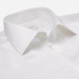 Shirt  solid  white silk poplin, collar style  semi-spread collar - Product thumbnail image 2 showing different views and angles