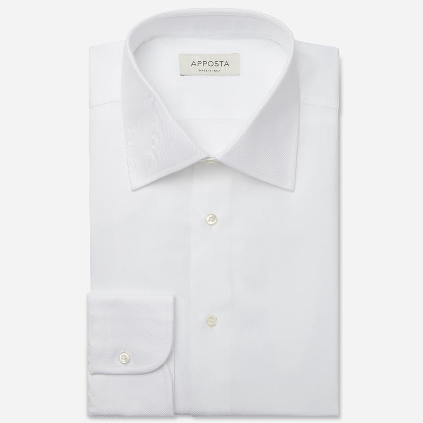 Shirt  solid  white bio-cotton royal twill double twisted, collar style  formal straight point collar - Product image