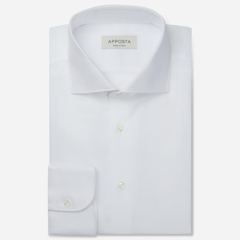 Shirt  textures  white cotton textured double twisted, collar style  lower spread collar - Product image