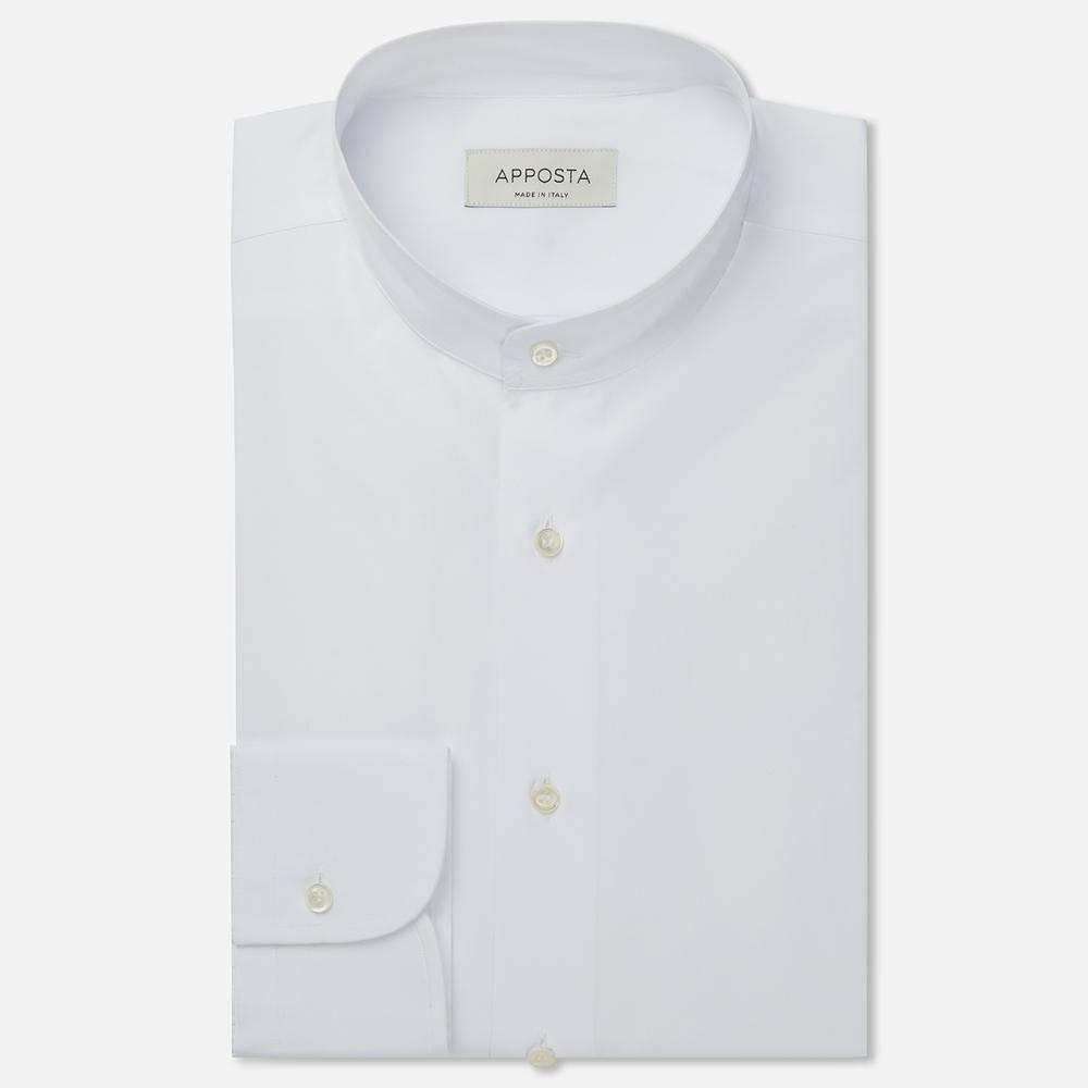 Shirt  solid  white cotton poplin double twisted, collar style  band collar - Apposta Clothing product