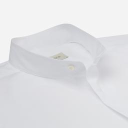 Shirt  solid  white cotton poplin double twisted, collar style  band collar - Product thumbnail image 2 showing different views and angles