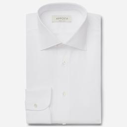 Shirt  solid  white cotton poplin double twisted, collar style  semi-spread collar - Product thumbnail image 1 showing different views and angles