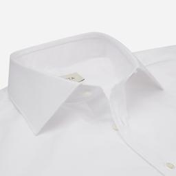 Shirt  solid  white cotton poplin double twisted, collar style  semi-spread collar - Product thumbnail image 2 showing different views and angles