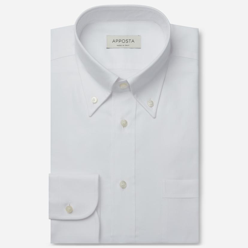 Shirt  solid  white cotton oxford, collar style  button-down collar - Product image