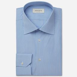 Shirt  striped  light blue cotton fil-&#224;-fil, collar style  formal straight point collar - Product thumbnail image 1 showing different views and angles