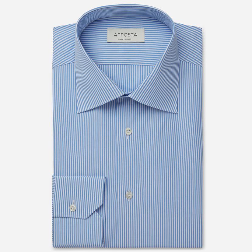 Shirt  striped  light blue cotton fil-&#224;-fil, collar style  formal straight point collar - Product image