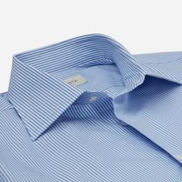 Shirt  striped  light blue cotton fil-&#224;-fil, collar style  formal straight point collar - Product thumbnail image 2 showing different views and angles