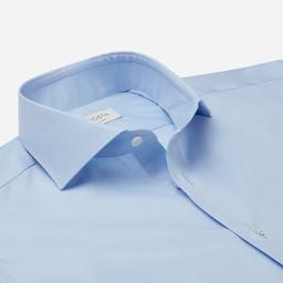 Shirt  solid  light blue cotton pinpoint oxford, collar style  formal straight point collar - Product thumbnail image 2 showing different views and angles