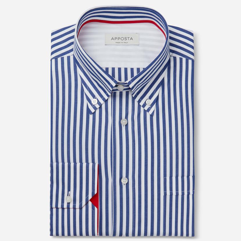 Shirt  striped  navy blue cotton plain, collar style  button-down collar - Product image