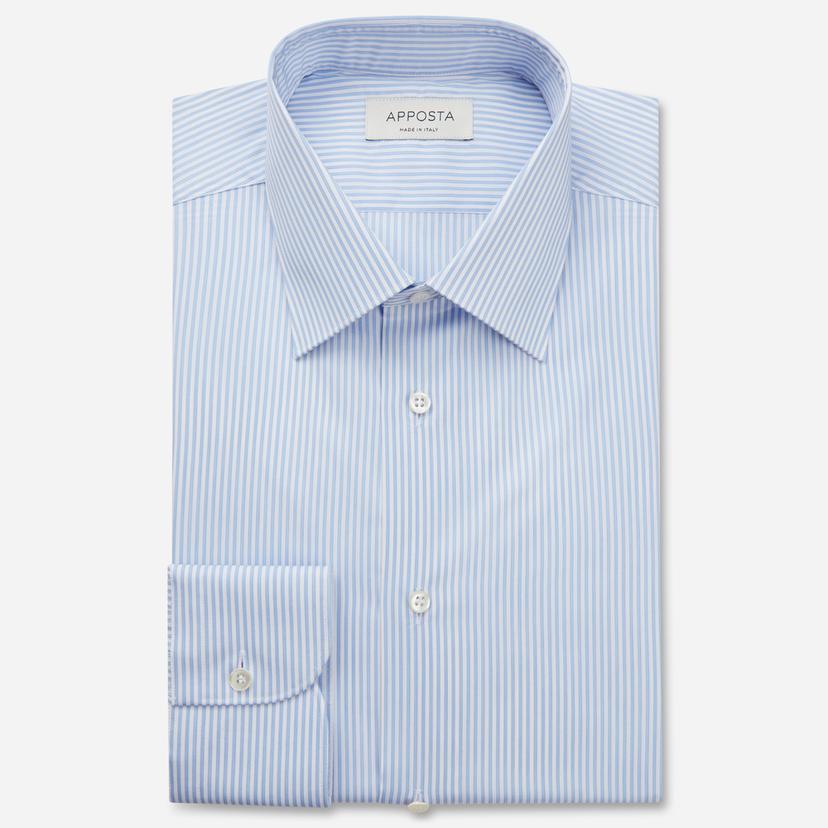 Shirt  striped  light blue cotton twill giza 87, collar style  low straight point collar - Product image