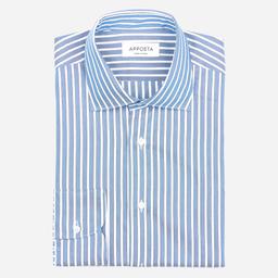 Shirt  striped  light blue cotton oxford, collar style  semi-spread collar - Product thumbnail image 1 showing different views and angles