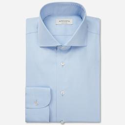 Shirt  solid  light blue cotton twill double twisted, collar style  lower spread collar - Product thumbnail image 1 showing different views and angles