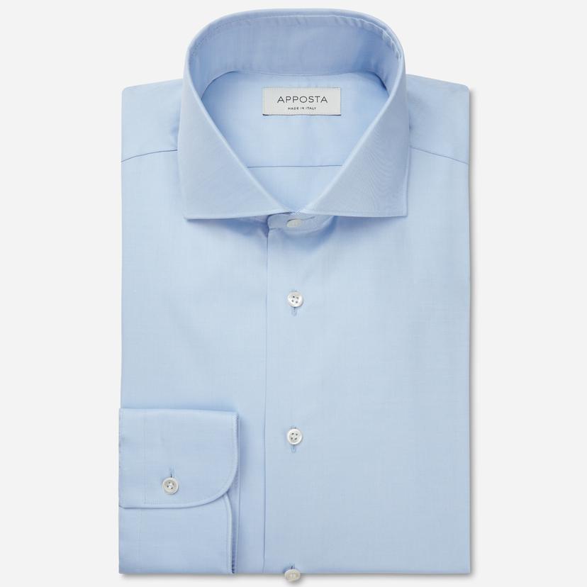 Shirt  solid  light blue cotton twill double twisted, collar style  lower spread collar - Product image