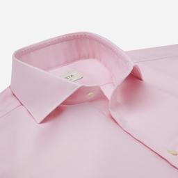 Shirt  solid  pink easy-iron cotton twill, collar style  spread collar - Product thumbnail image 2 showing different views and angles