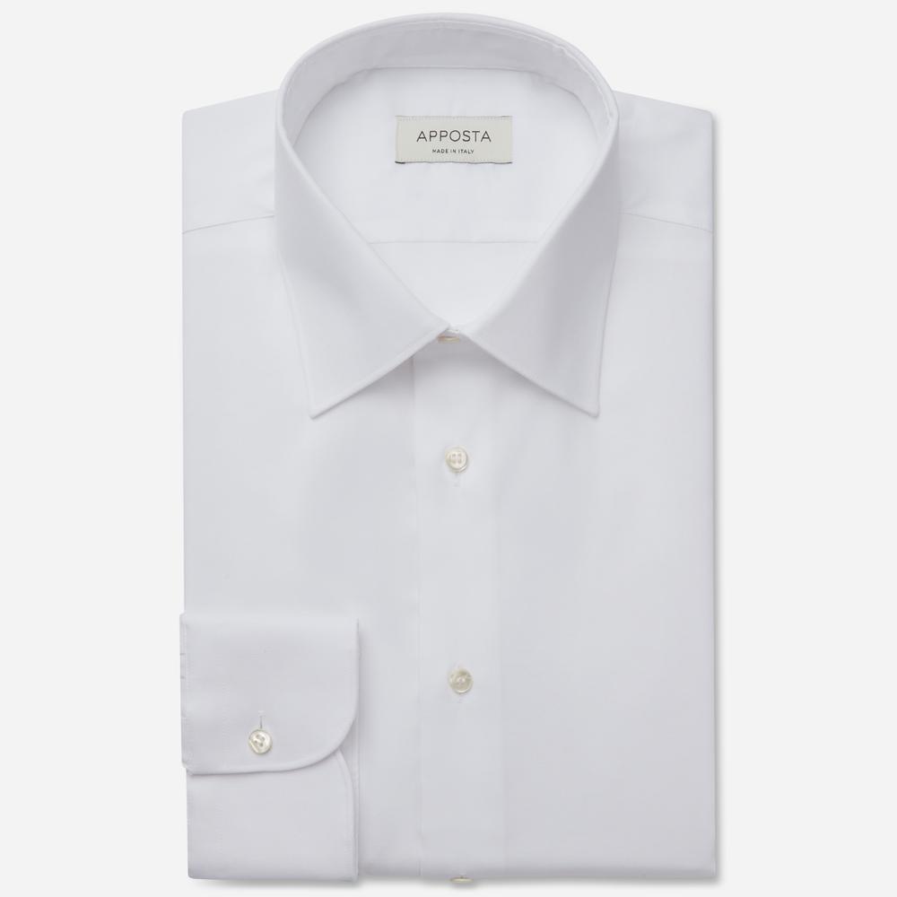 Shirt  solid  white easy-iron cotton twill, collar style  low straight point collar - Apposta Clothing product