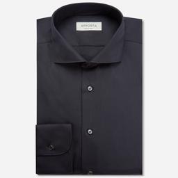 Shirt  solid  black easy-iron cotton poplin, collar style  lower spread collar - Product thumbnail image 1 showing different views and angles