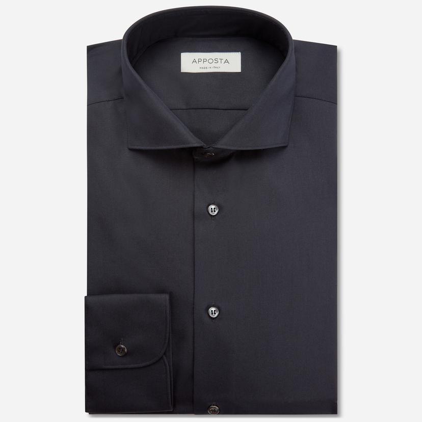 Shirt  solid  black easy-iron cotton poplin, collar style  lower spread collar - Product image