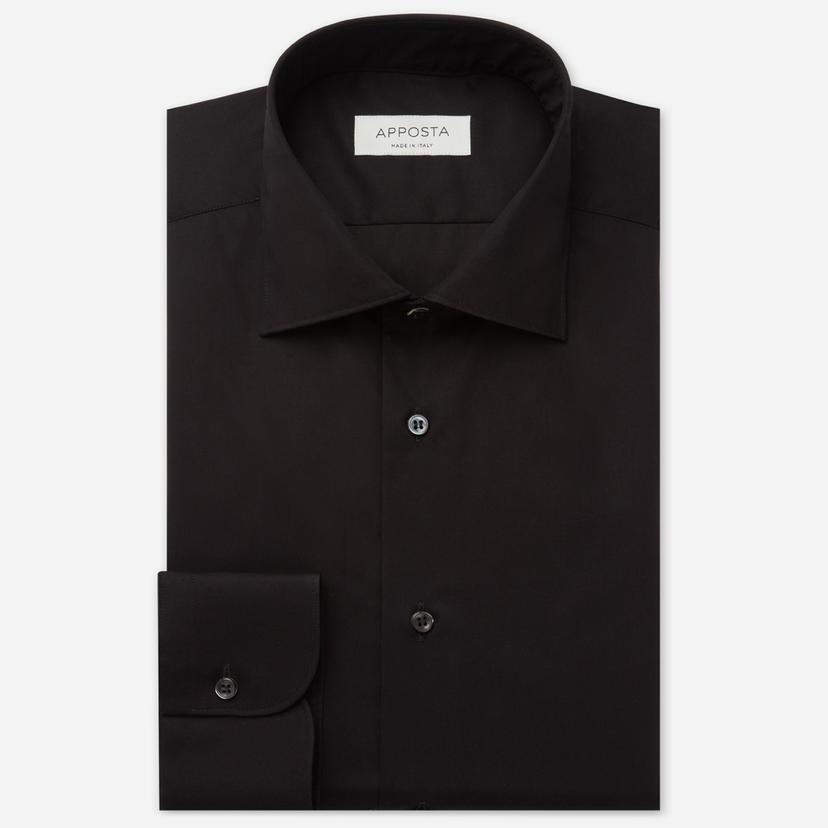 Shirt  solid  black easy-iron cotton poplin, collar style  semi-spread collar - Product image