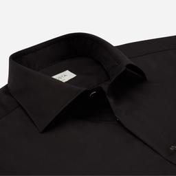Shirt  solid  black easy-iron cotton poplin, collar style  semi-spread collar - Product thumbnail image 2 showing different views and angles