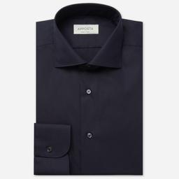 Shirt  solid  navy blue stretch poplin, collar style  spread collar - Product thumbnail image 1 showing different views and angles
