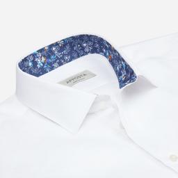Shirt  solid  white cotton twill, collar style  low straight point collar - Product thumbnail image 2 showing different views and angles
