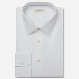 Shirt  solid  white cotton mock leno double twisted, collar style  low straight point collar - Product thumbnail image 1 showing different views and angles
