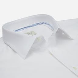 Shirt  solid  white cotton mock leno double twisted, collar style  low straight point collar - Product thumbnail image 2 showing different views and angles