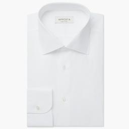 Shirt  solid  white coolmax cotton twill, collar style  semi-spread collar - Product thumbnail image 1 showing different views and angles