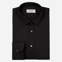 Shirt  solid  black coolmax cotton twill, collar style  updated straight point collar with short points - Product thumbnail image 1 showing different views and angles