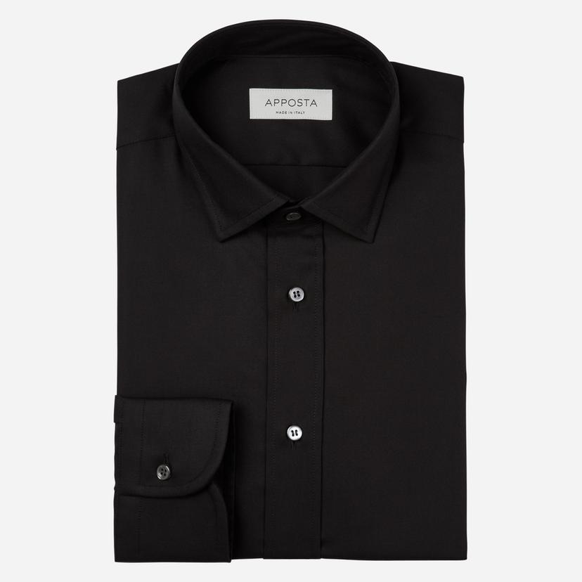 Shirt  solid  black coolmax cotton twill, collar style  updated straight point collar with short points - Product image