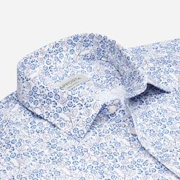 Shirt  floral  light blue cotton poplin, collar style  updated straight point collar with short points - Product thumbnail image 2 showing different views and angles