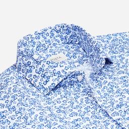 Shirt  floral  light blue cotton poplin, collar style  updated spread collar with short points - Product thumbnail image 2 showing different views and angles