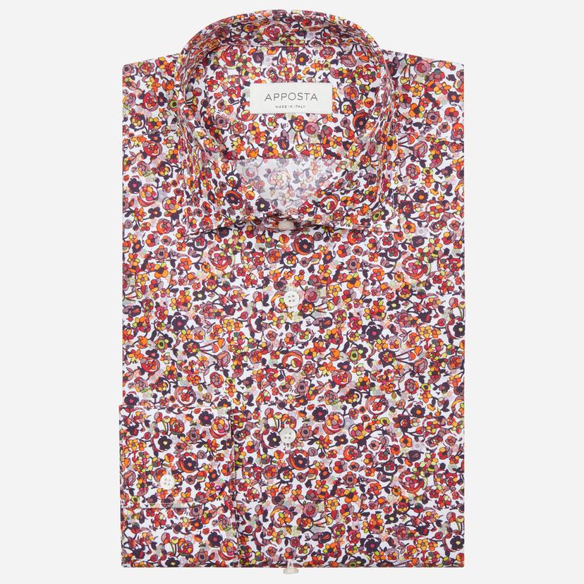 Shirt  floral  multi cotton poplin, collar style  semi-spread collar - Product image