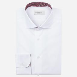 Shirt  solid  white cotton poplin double twisted, collar style  updated spread collar with short points - Product thumbnail image 1 showing different views and angles
