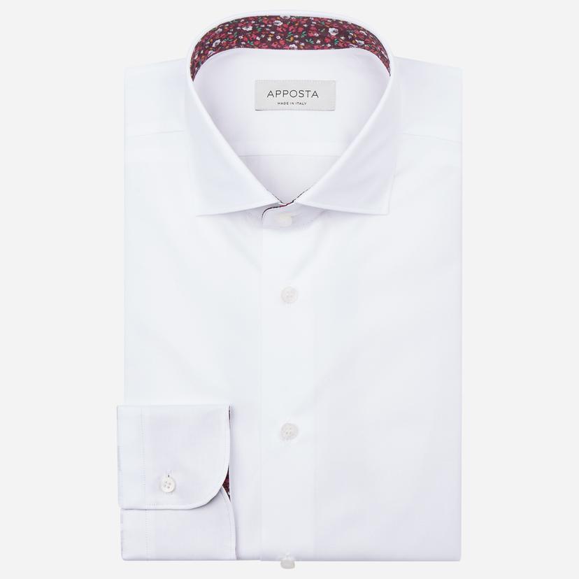 Shirt  solid  white cotton poplin double twisted, collar style  updated spread collar with short points - Product image