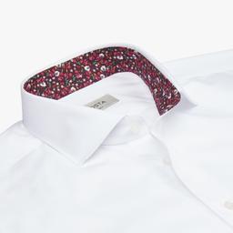 Shirt  solid  white cotton poplin double twisted, collar style  updated spread collar with short points - Product thumbnail image 2 showing different views and angles