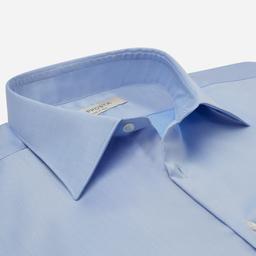 Shirt  solid  light blue cotton poplin giza 87, collar style  formal straight point collar - Product thumbnail image 2 showing different views and angles
