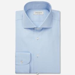 Shirt  solid  light blue stretch cotton twill, collar style  lower spread collar - Product thumbnail image 1 showing different views and angles