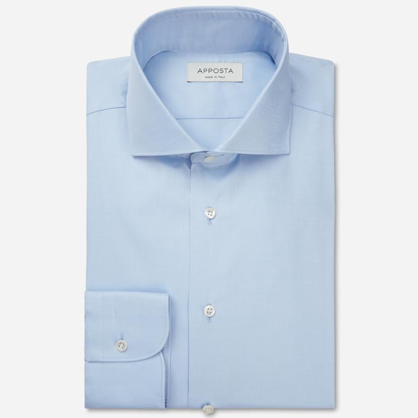 Shirt  solid  light blue stretch cotton twill, collar style  lower spread collar - Product image