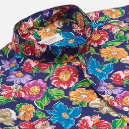 Shirt  floral  multi cotton poplin, collar style  band collar without button - Product thumbnail image 2 showing different views and angles