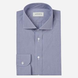 Shirt  striped  light blue cotton fil-&#224;-fil, collar style  lower spread collar - Product thumbnail image 1 showing different views and angles